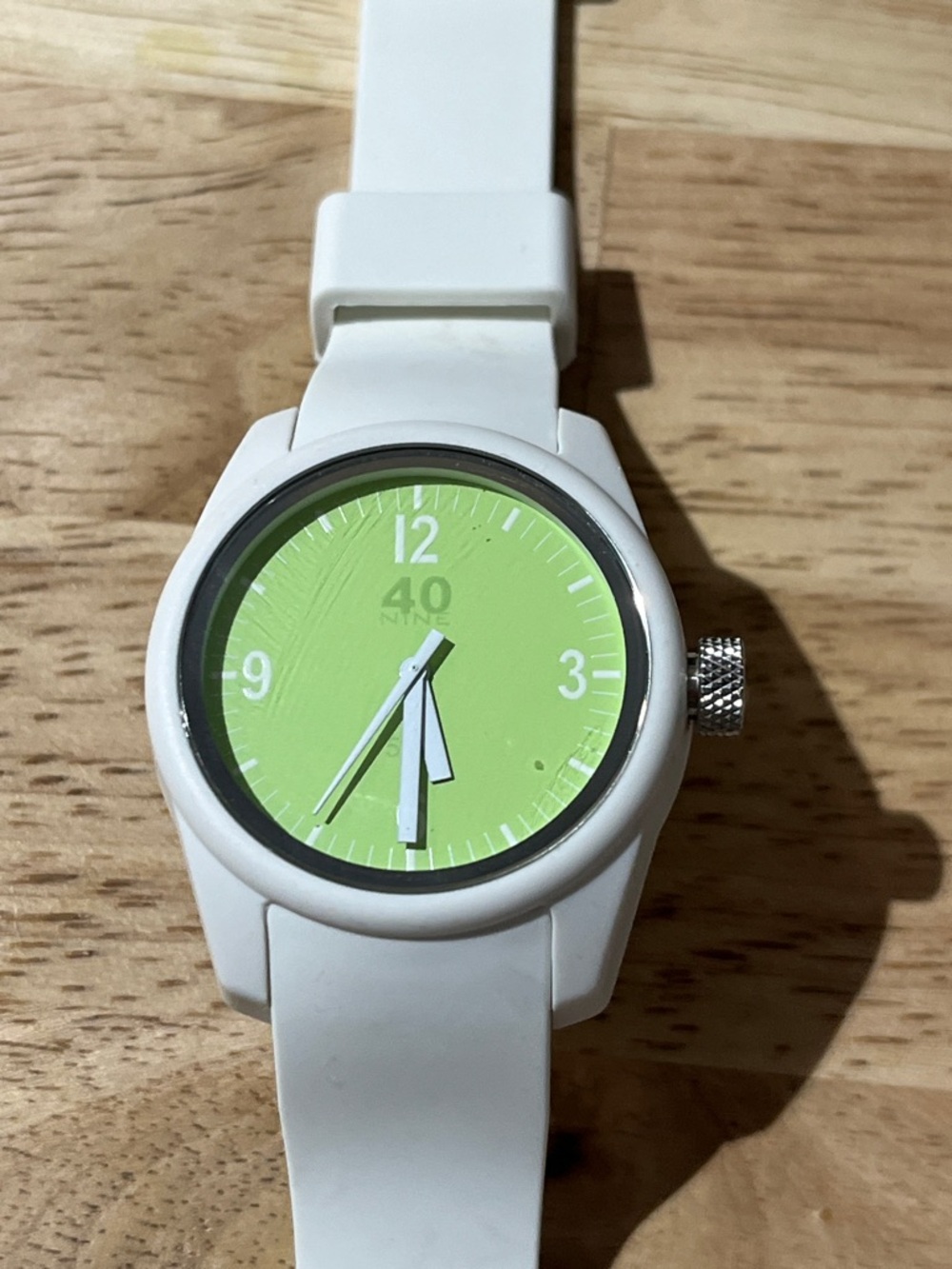 40 Nine White Silicone Watch with Lime Green face